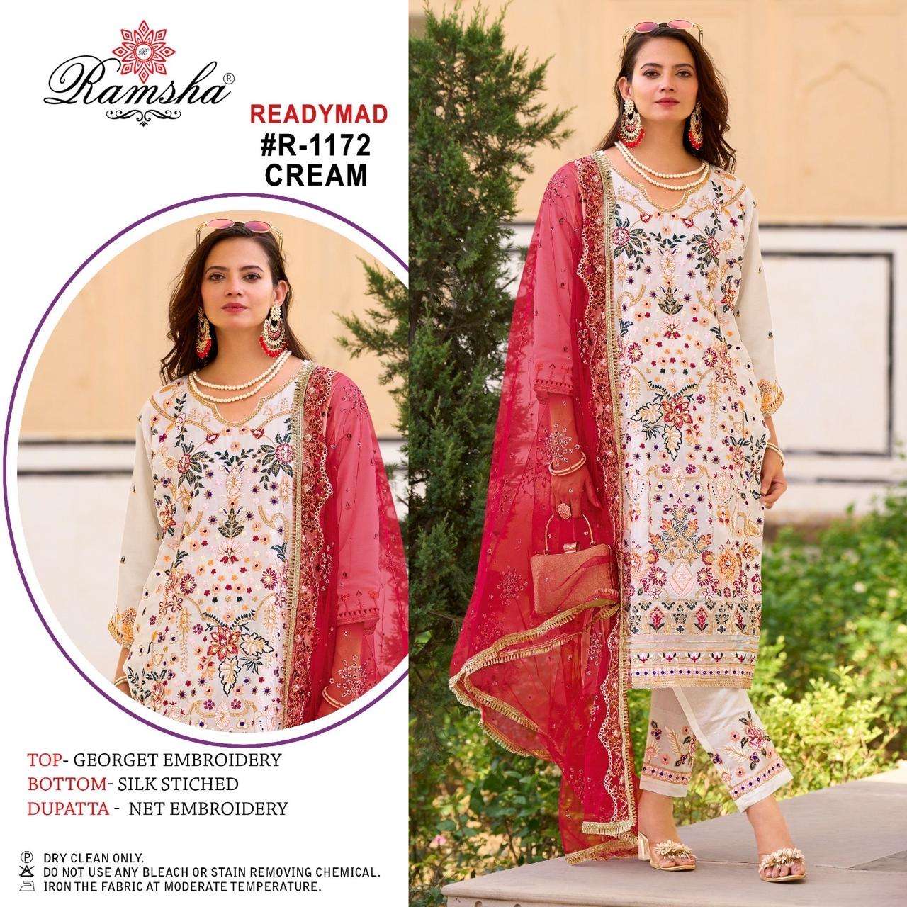 R-1172 COLOURS BY RAMSHA HEAVY EMBROIDERED GEORGETTE PAKISTANI DRESSES