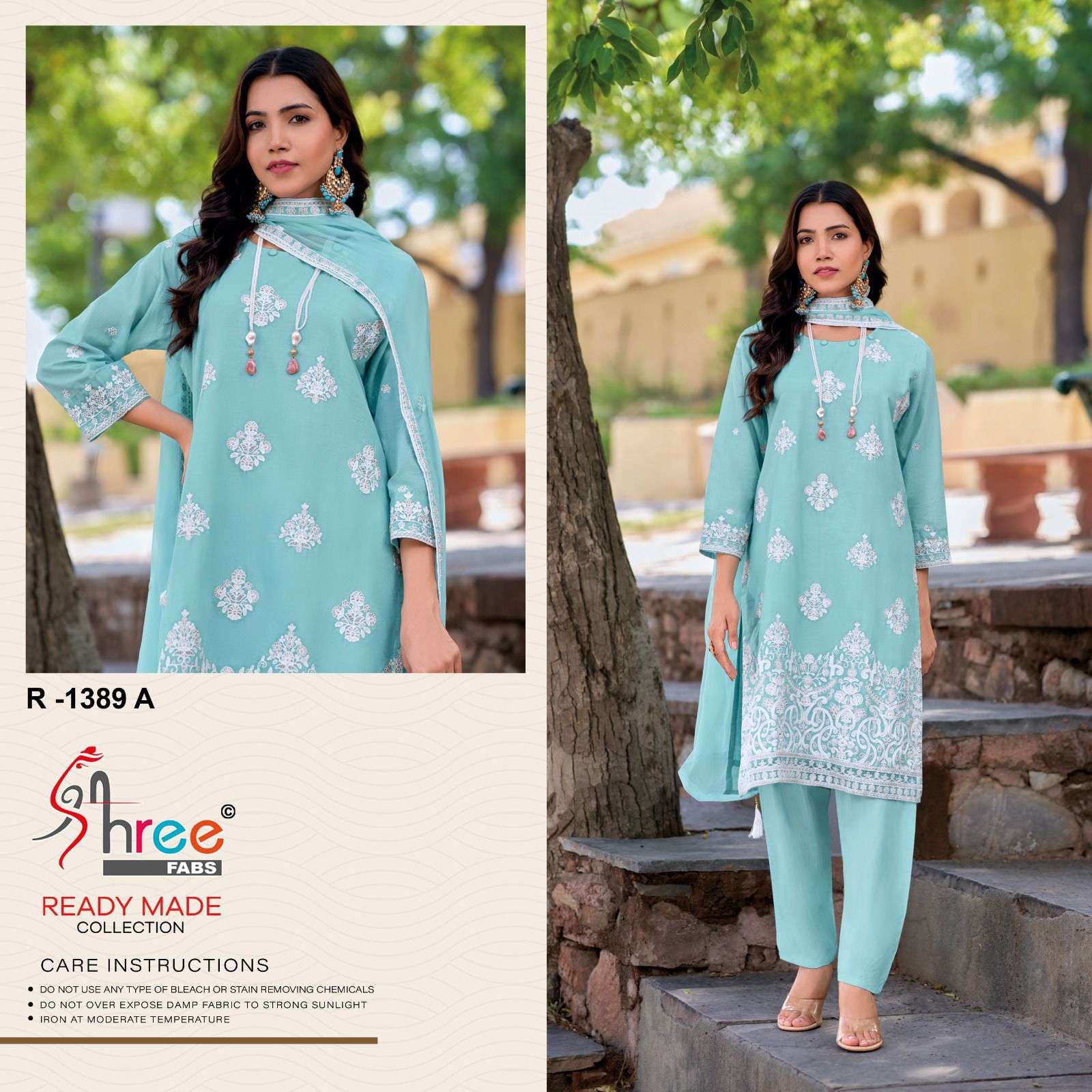 R-1389 COLOURS BY SHREE FABS HEAVY EMBROIDERED CAMBRIC COTTON DRESSES