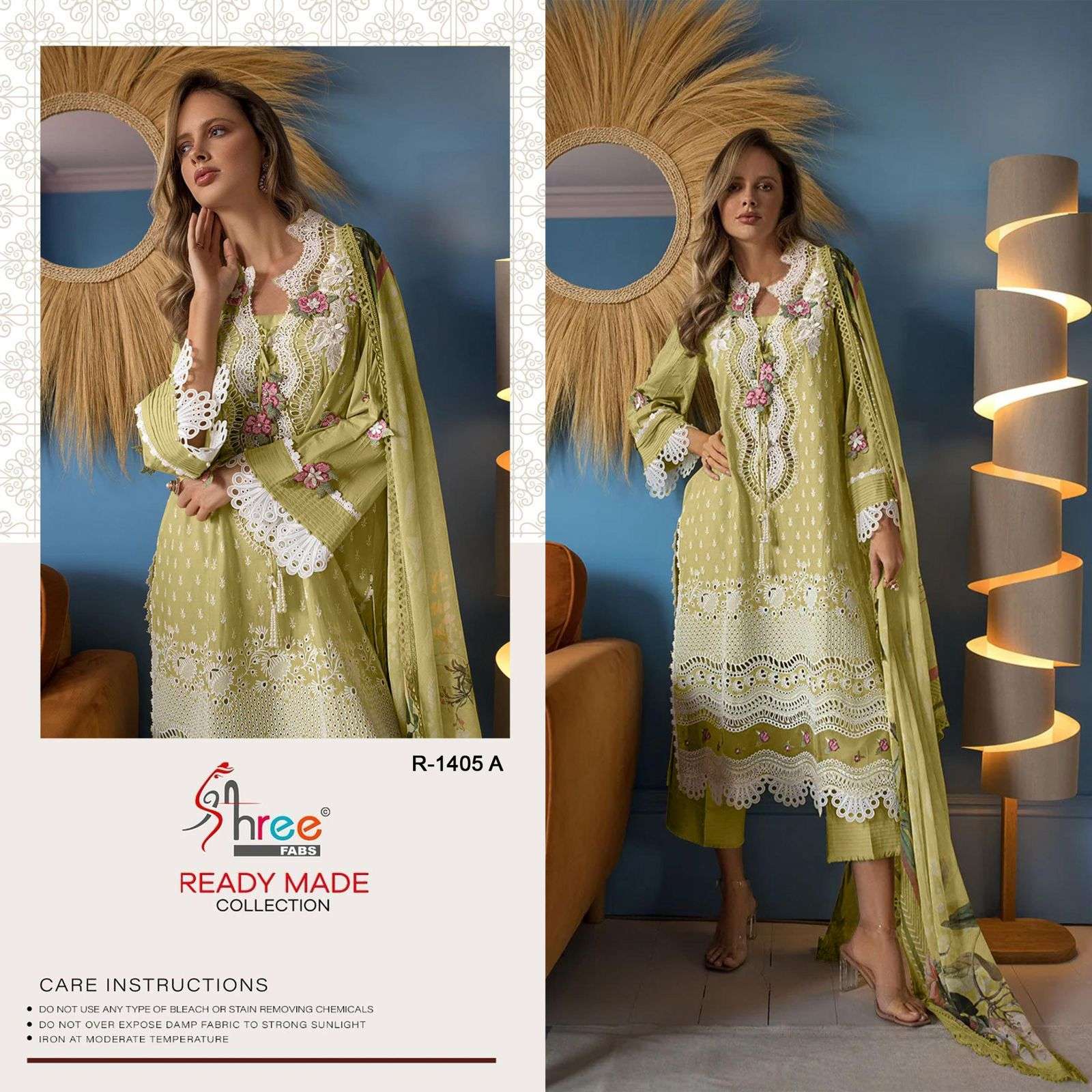 R-1405 COLOURS BY SHREE FABS HEAVY EMBROIDERED CAMBRIC COTTON DRESSES