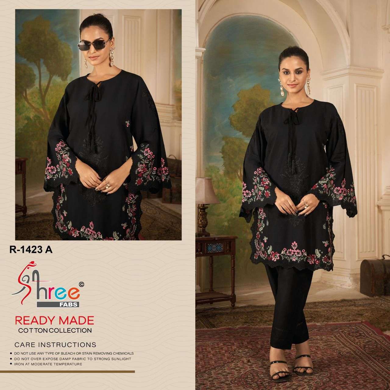 R-1423 COLOURS BY SHREE FABS HEAVY EMBROIDERED CAMBRIC COTTON DRESSES