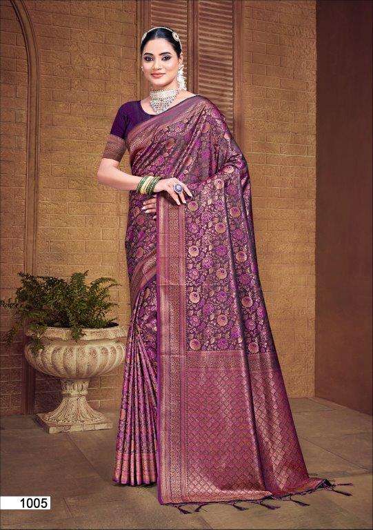 RAJWADI VOL-07 BY BUNAWAT 1001 TO 1006 SERIES BANARASI SILK PRINT SAREES