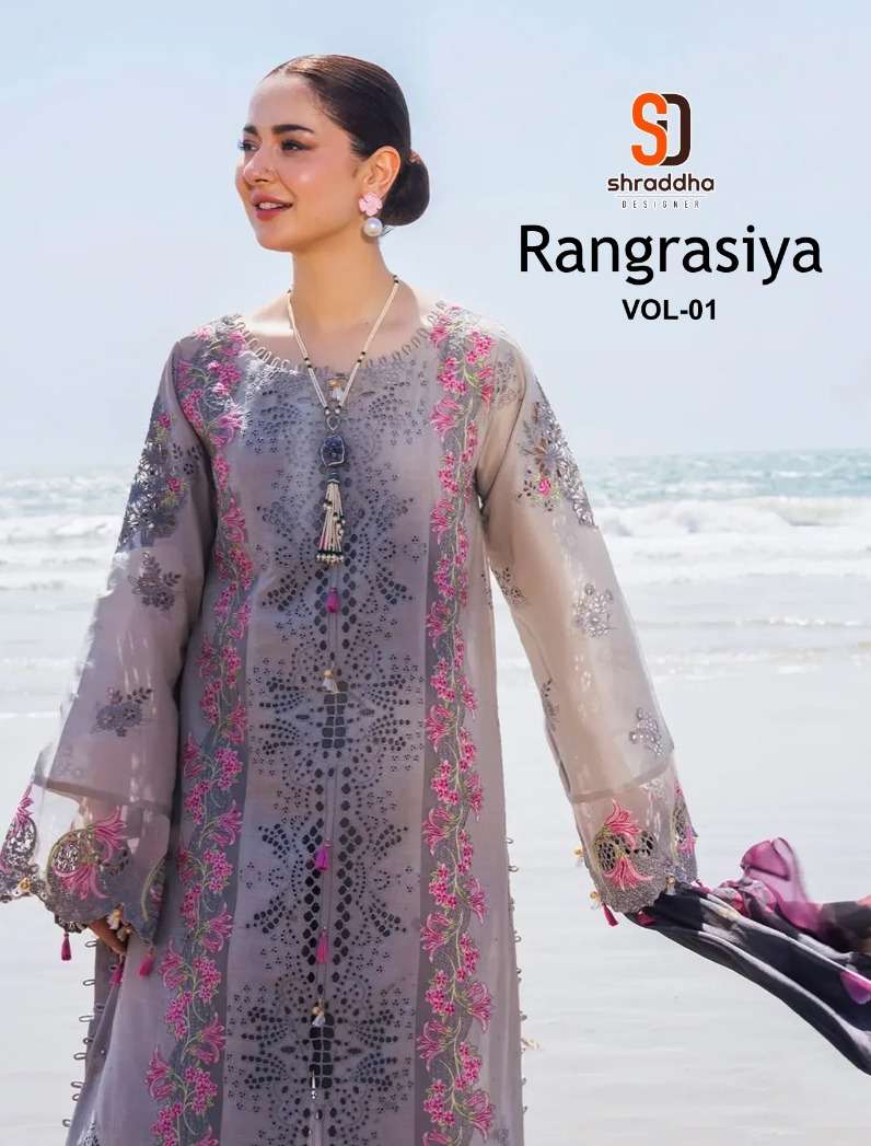 RANGRASIYA VOL-1 BY SHRADDHA DESIGNER 1001 TO 1004 SERIES LAWN DRESSES