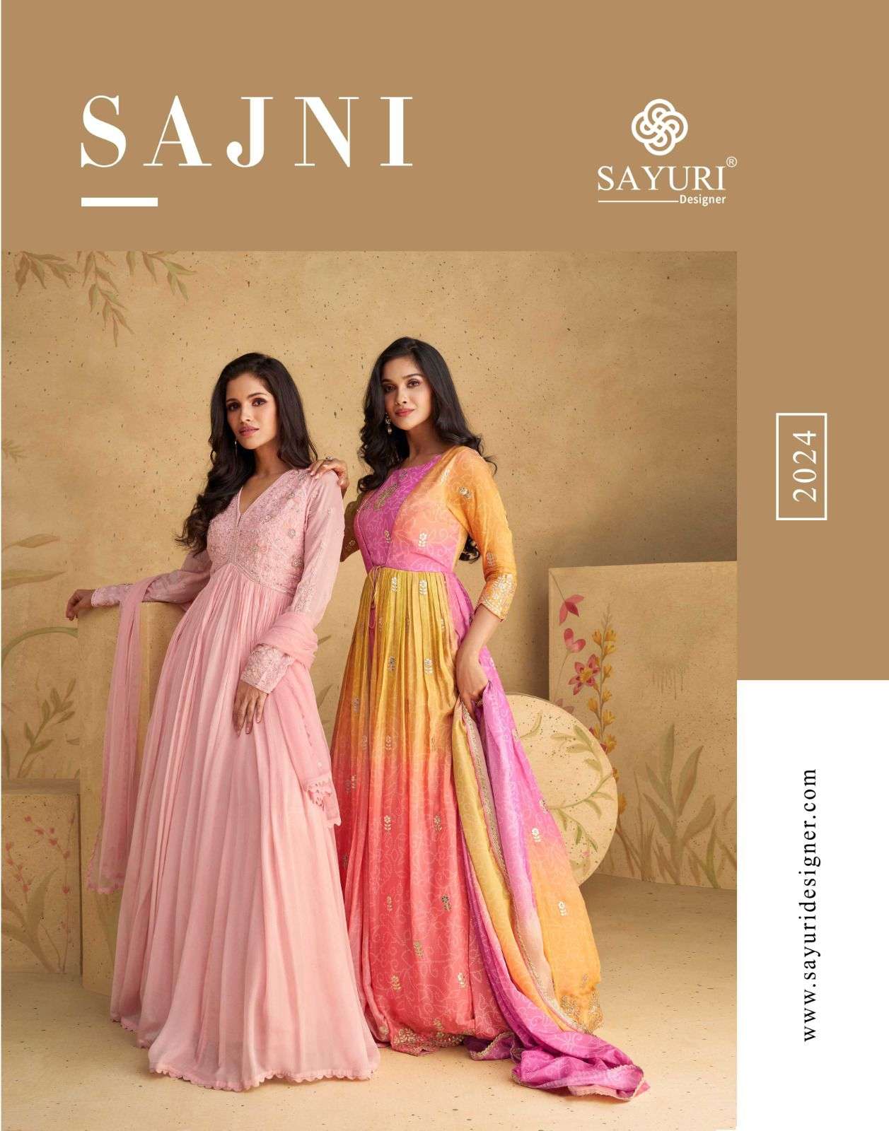 SAJNI BY SAYURI 5558 TO 5560 SERIES HEAVY REAL GEROGETTE EMBROIDERED GOWNS