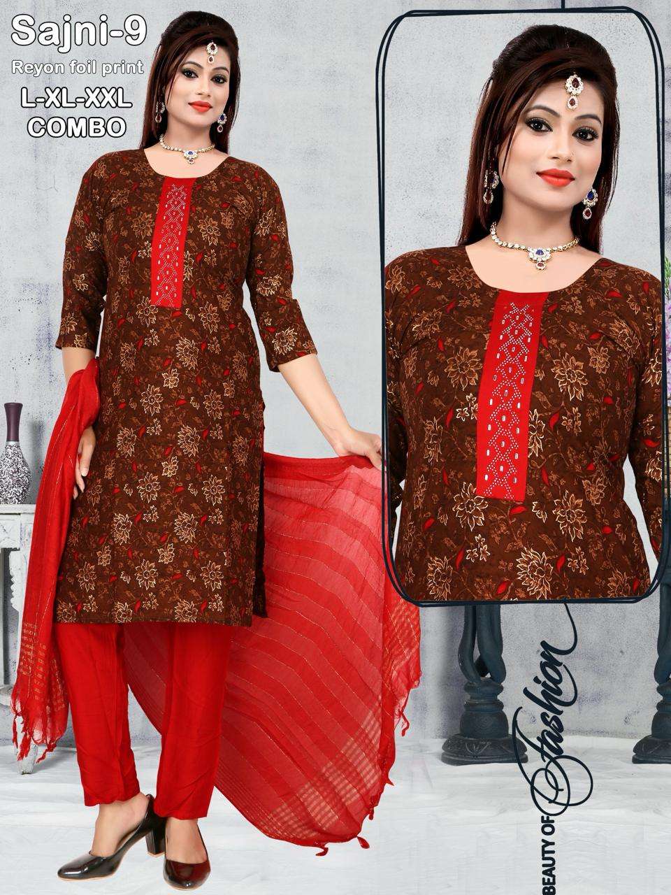 SAJNI VOL-01 BY ASLIWHOLESALE DESIGNER FACNY RAYON PRINT DRESSES