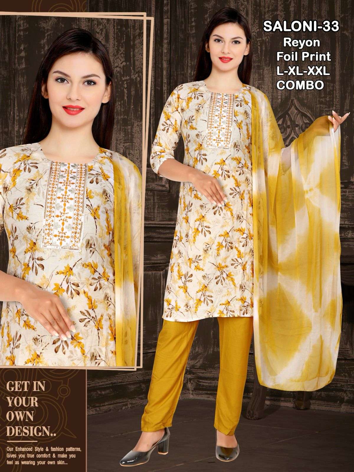 SALONI BY ASLIWHOLESALE DESIGNER FACNY RAYON FOIL PRINT DRESSES