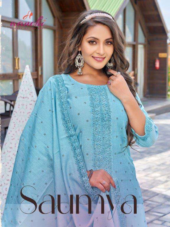 SAUMYA BY AANCHI 1001 TO 1004 SERIES FANCY FABRIC PRINT DRESSES