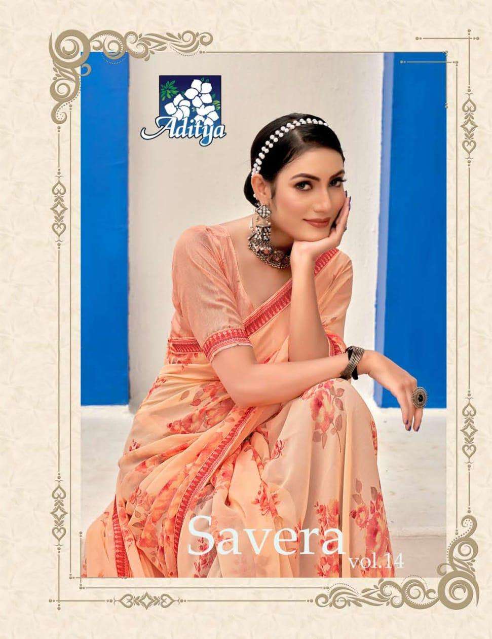 SAVERA VOL-14 BY ADITYA 1001 TO 1010 SERIES GEORGETTE PRINTED SAREES