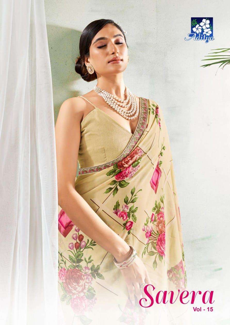 SAVERA VOL-15 BY ADITYA 1001 TO 1010 SERIES GEORGETTE PRINTED SAREES