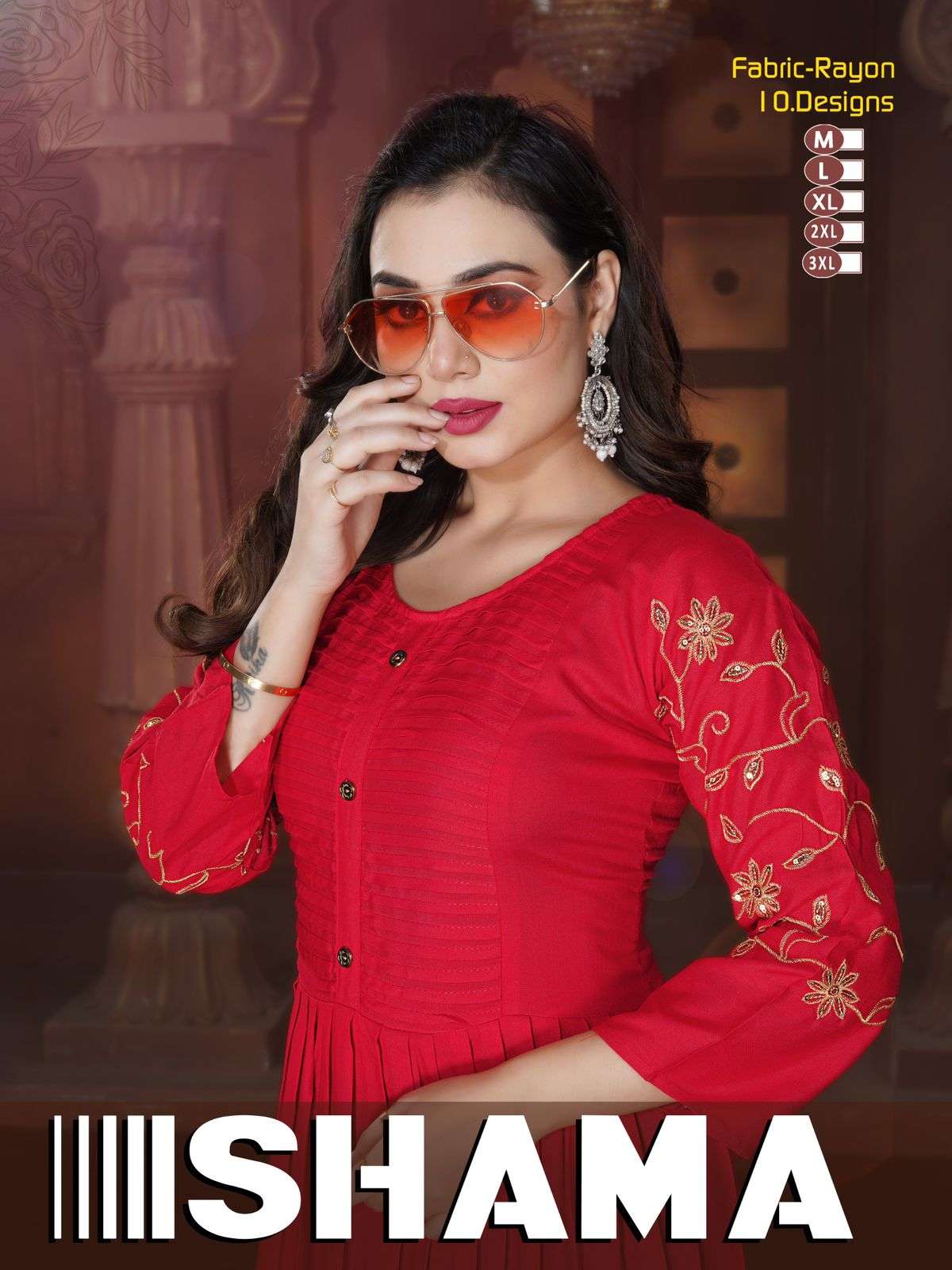 SHAMA BY ASLIWHOLESALE DESIGNER FACNY RAYON PRINT KURTIS