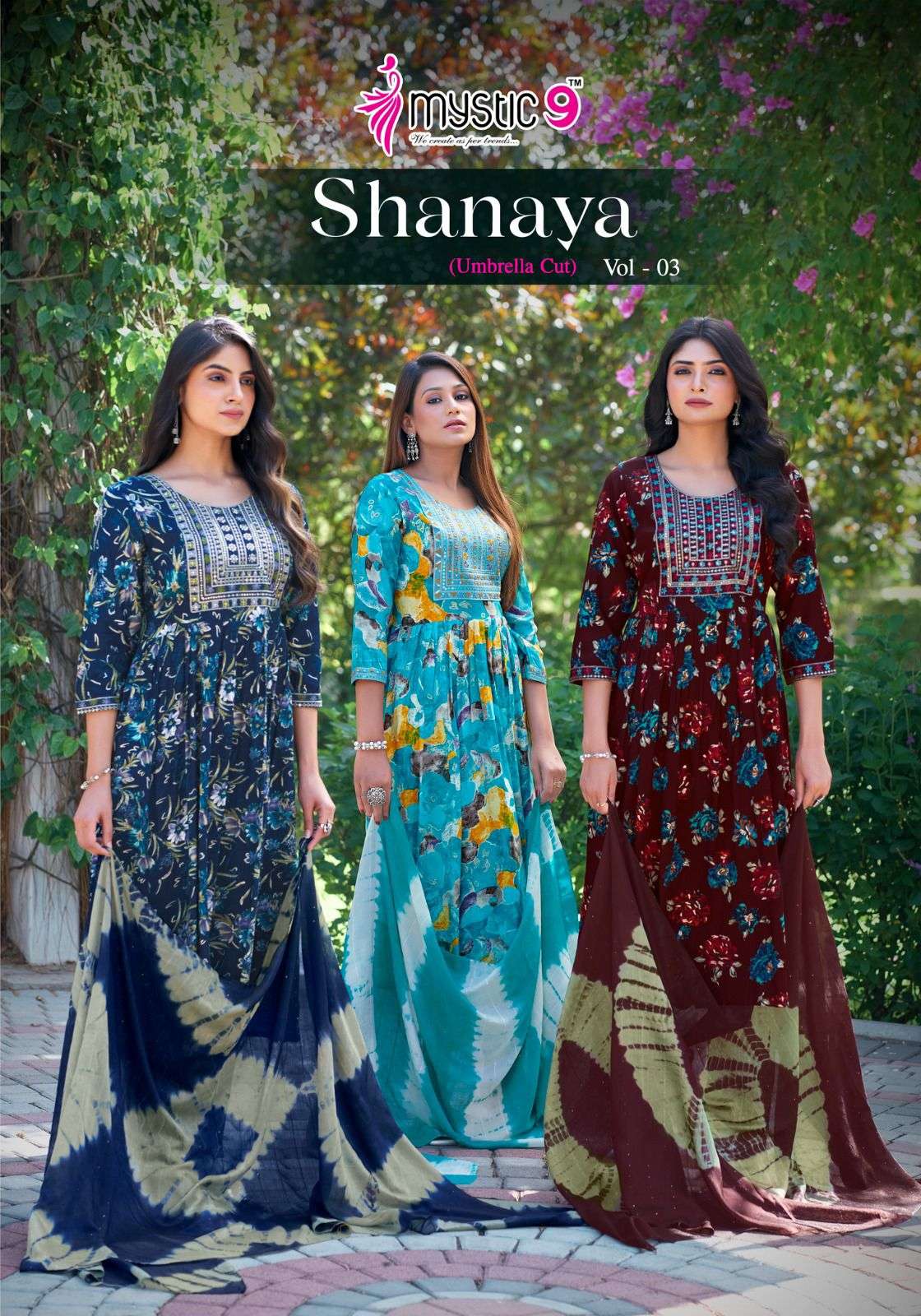 SHANAYA VOL-03 BY MYSTIC 9 1001 TO 1008 SERIES TWO TON FOIL PRINT DRESSES