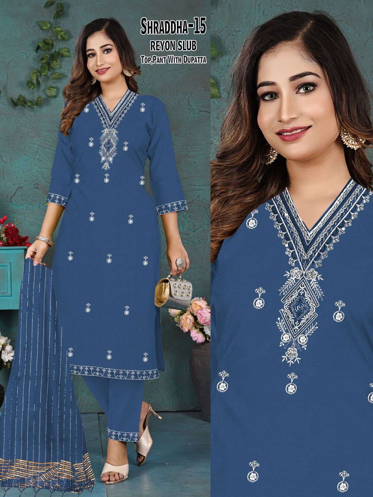 SHRADDHA BY ASLIWHOLESALE DESIGNER FACNY RAYON SLUB PRINT DRESSES