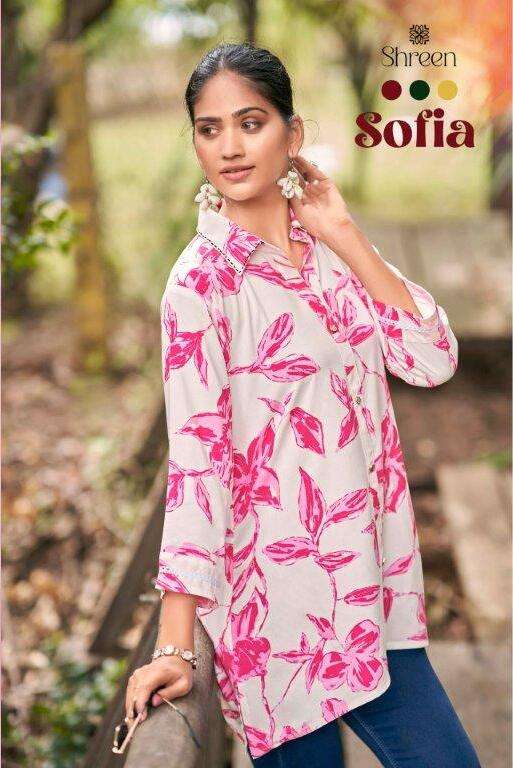 SOFIA VOL-01 BY ASLIWHOLESALE DESIGNER FACNY RAYON PRINTED TOPS