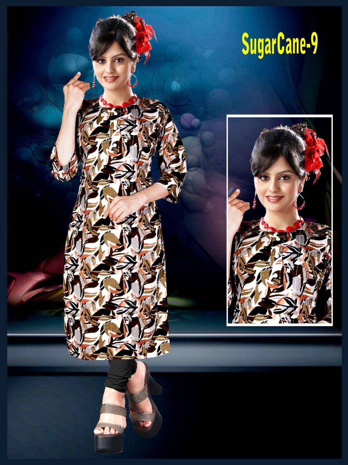 SUGARCANE BY ASLIWHOLESALE DESIGNER FACNY PRINT KURTIS 