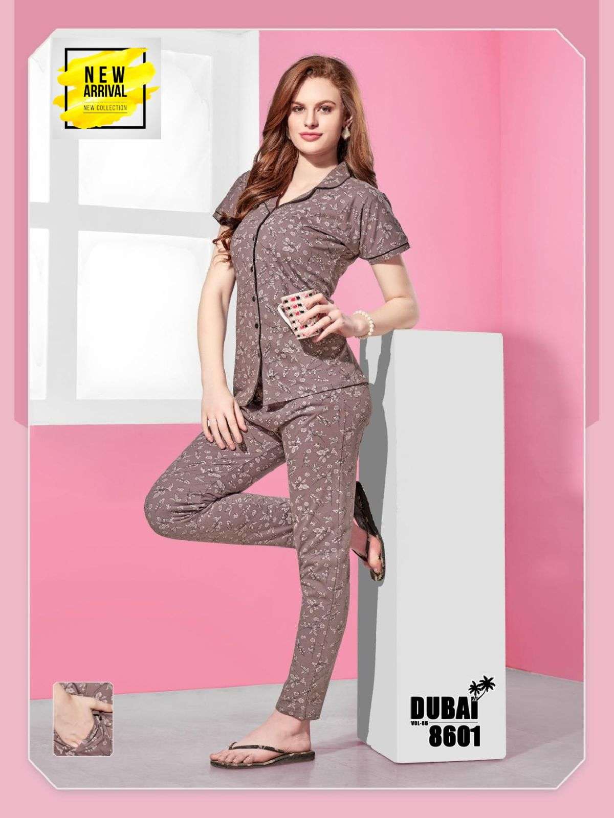 SUMMER SPECIAL 8601 BY ASLIWHOLESALE HOSIERY COTTON PRINTED NIGHT DRESSES