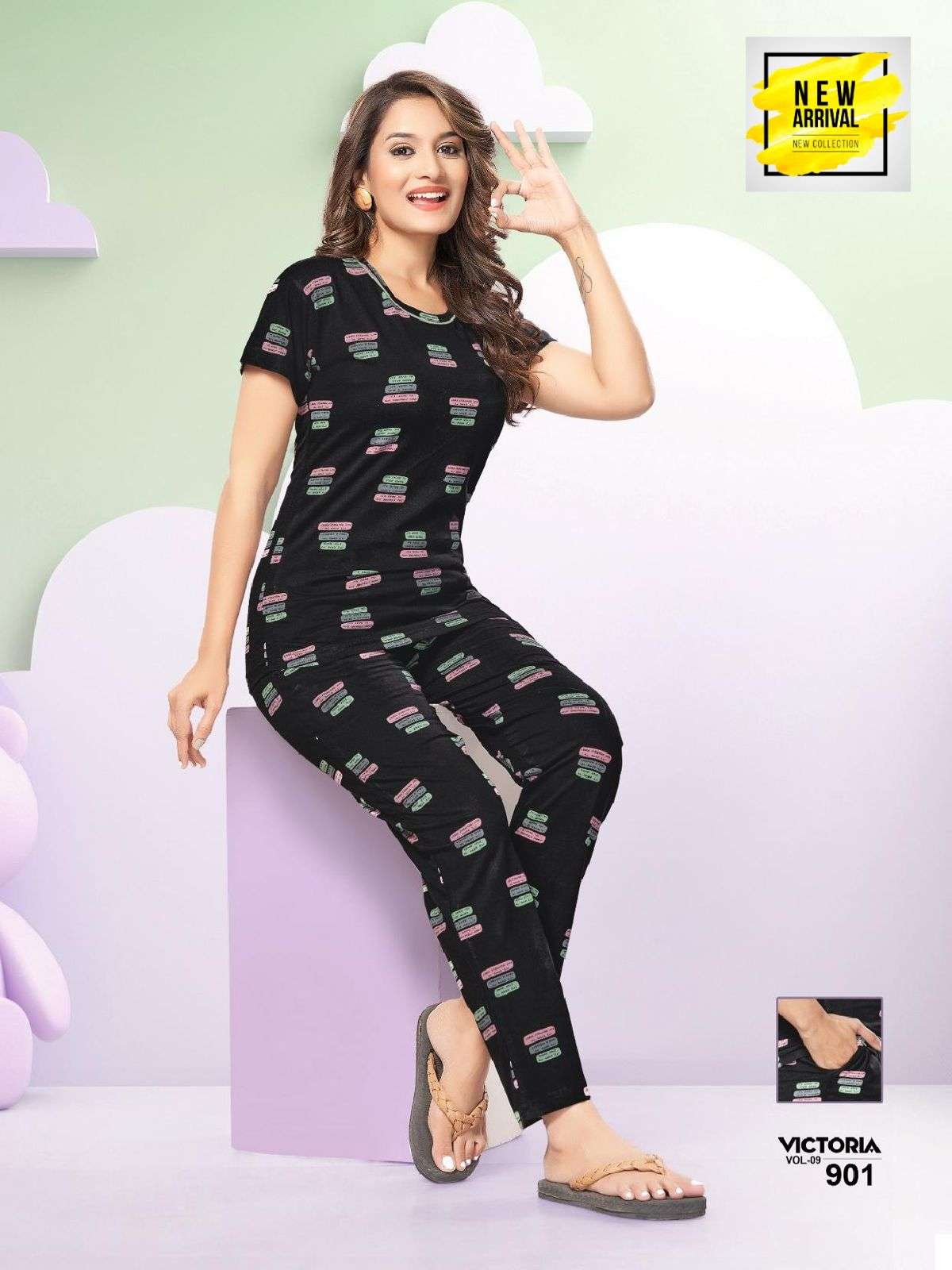 SUMMER SPECIAL 901 BY ASLIWHOLESALE HOSIERY COTTON PRINTED NIGHT DRESSES