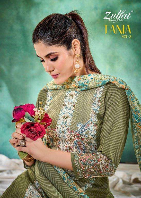 TANIA VOL-03 BY ZULFAT 565-001 TO 565-006 SERIES DESIGNER COTTON PRINT DRESSES