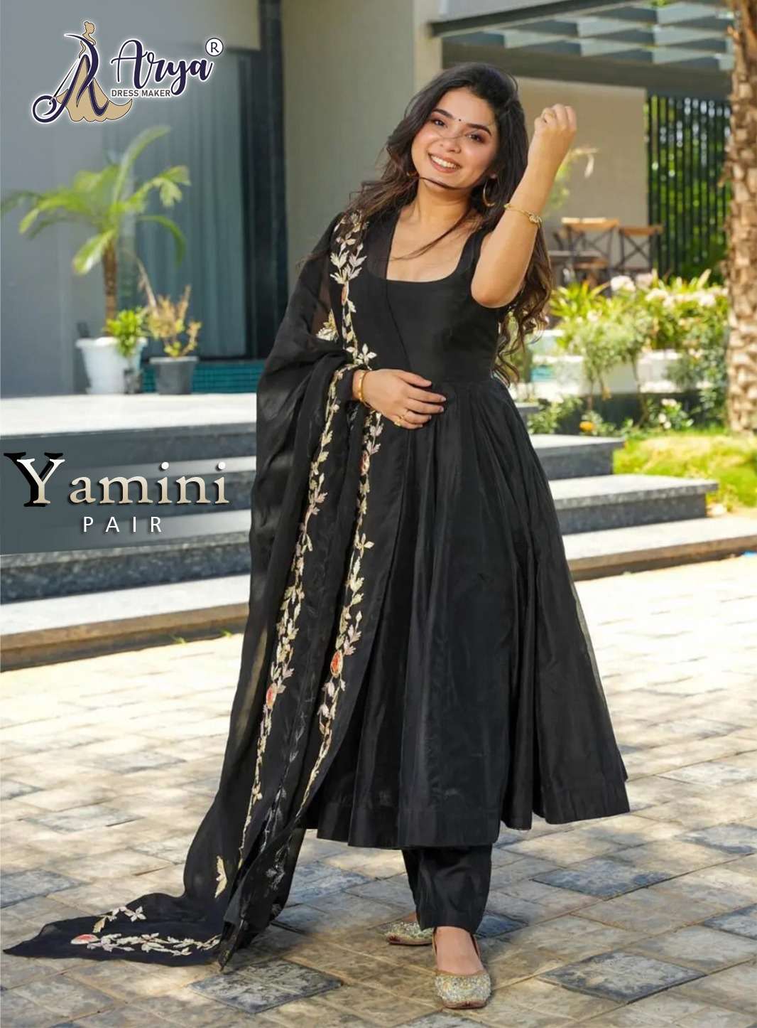 YAMINI BY ARYA DRESS MAKER DESIGNER FANCY HEAVY ROMAN SILK PRINT DRESSES