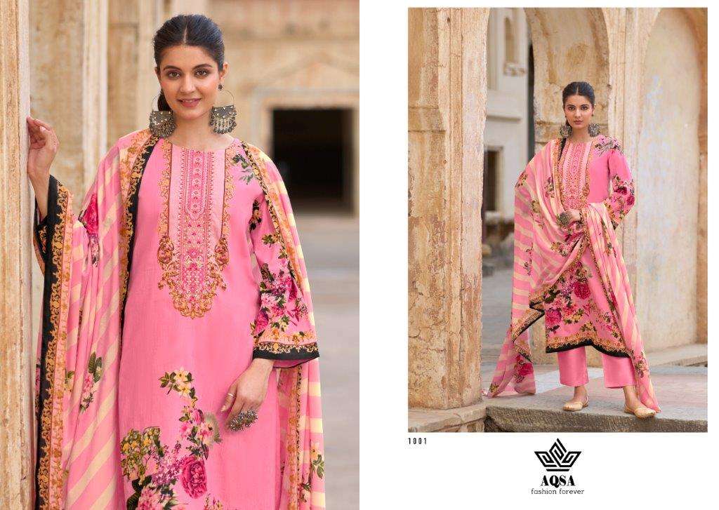 ZARTAJ BY AQSA 10001 TO 10006 SERIES CAMBRIC COTTON EMBROIDERY DRESSES