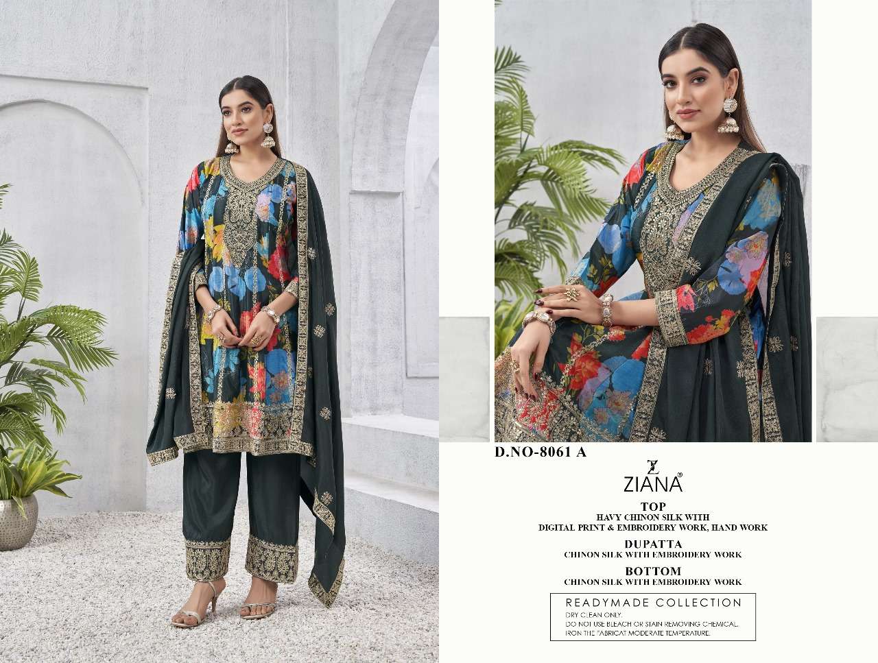 ZIANA 8061 BY ASLIWHOLESALE DESIGNER FACNY CHINON HEAVY EMBROIDERY DRESSES