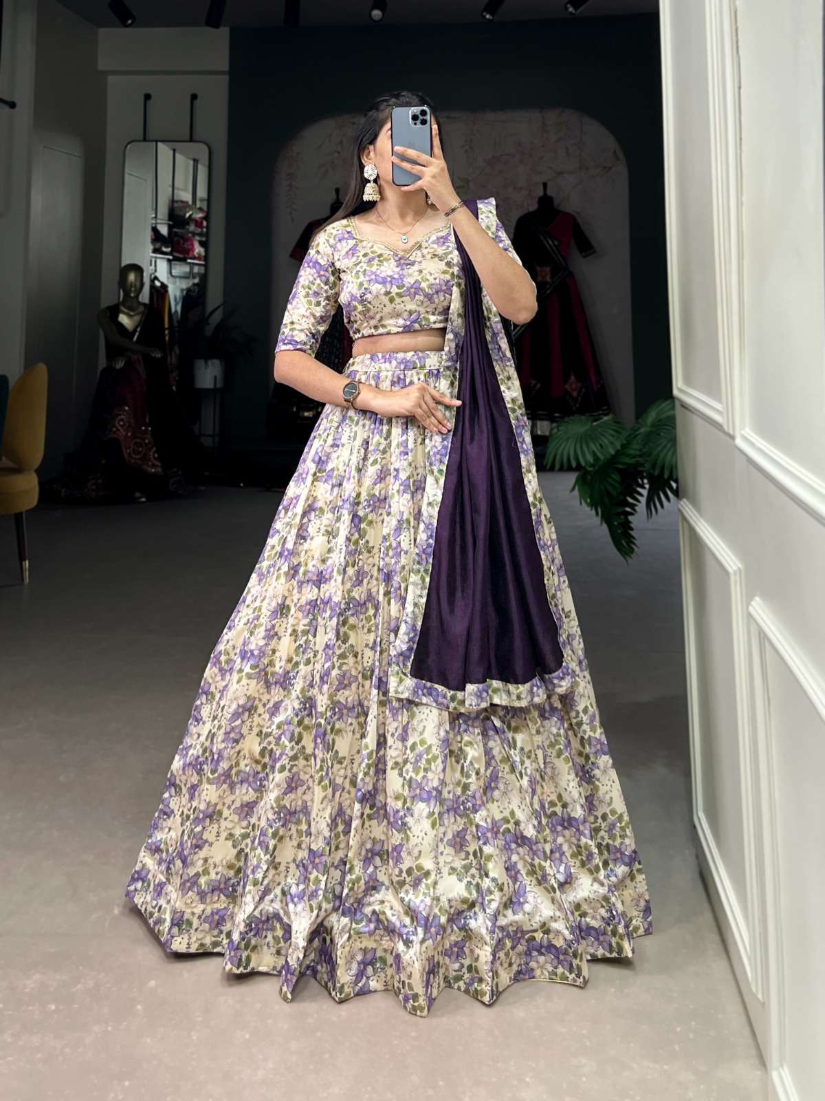 1030 COLOUR BY ASLIWHOLESALE FANCY DESIGNER DOLA SILK PRINTED LEHENGAS