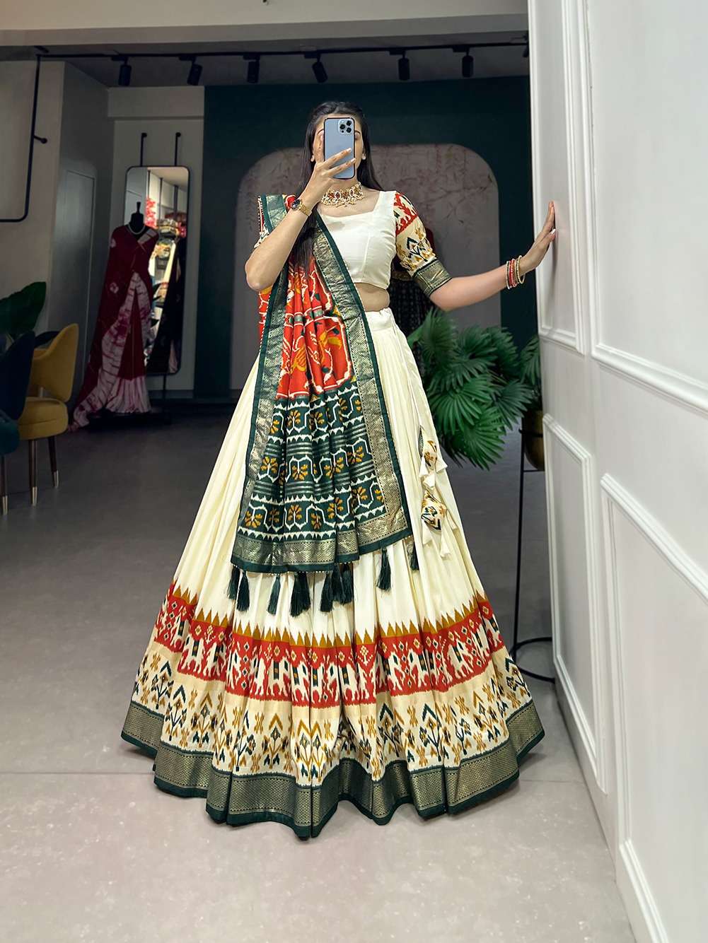 1602 COLOURS BY ASLIWHOLESALE DESIGNER PURE TUSSAR SILK PRINTED LEHENGA