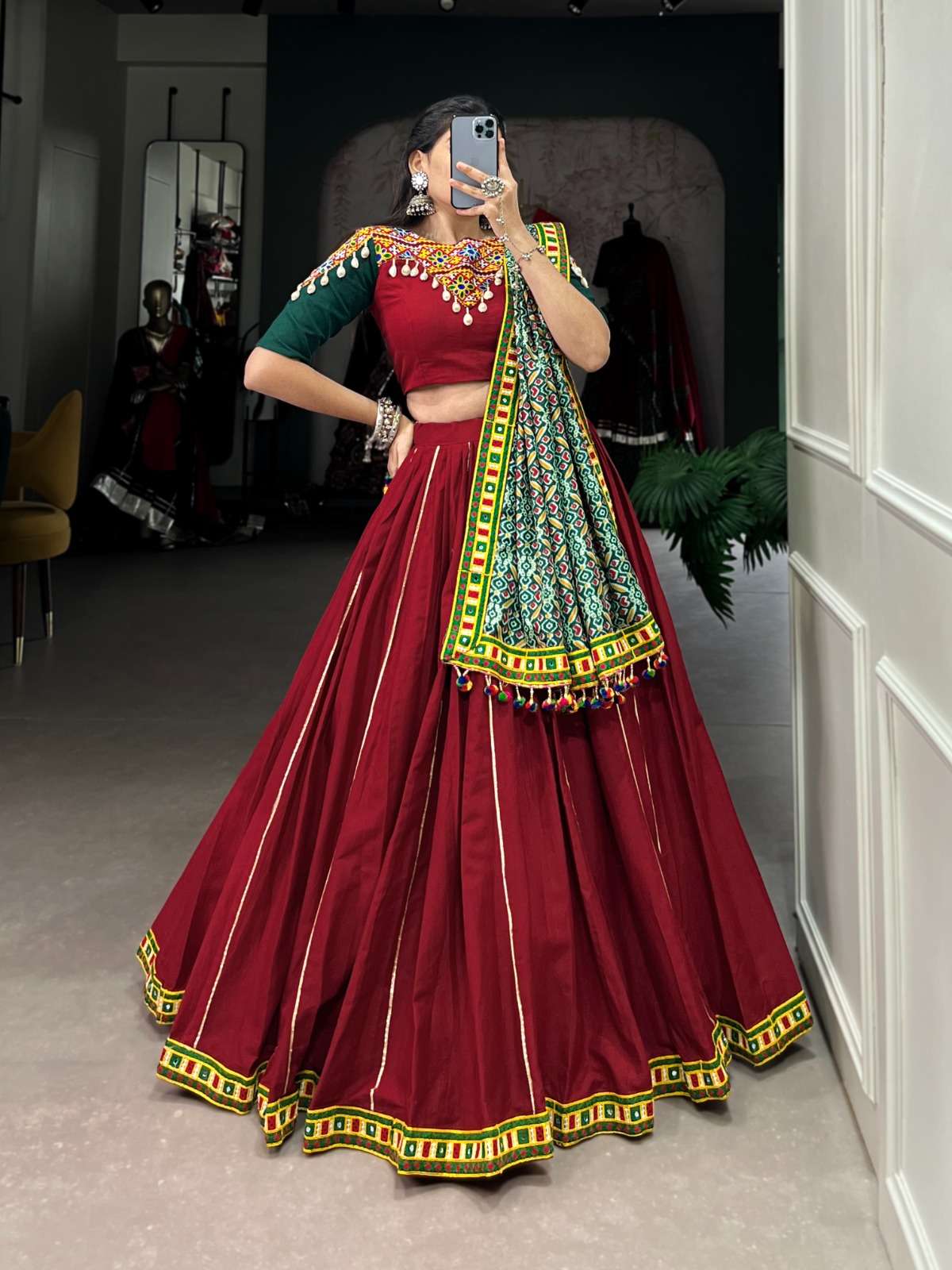 1672 COLOUR BY ASLIWHOLESALE DESIGNER PURE COTTON NAVRATRI LEHENGAS