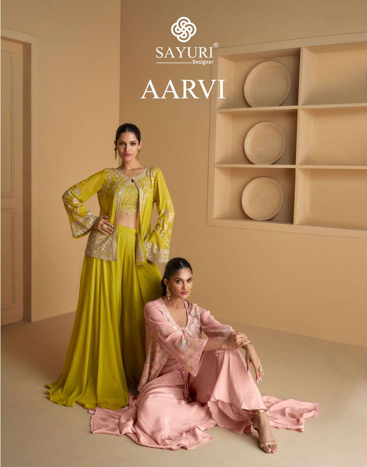 AARVI BY SAYURI 5529 TO 5530 SERIES HEAVY REAL GEROGETTE EMBROIDERED DRESSES