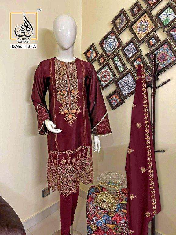 AL HUDA 131 COLOURS BY AL HUDA HEAVY ORGANZA EMBROIDERY STITCHED DRESSES