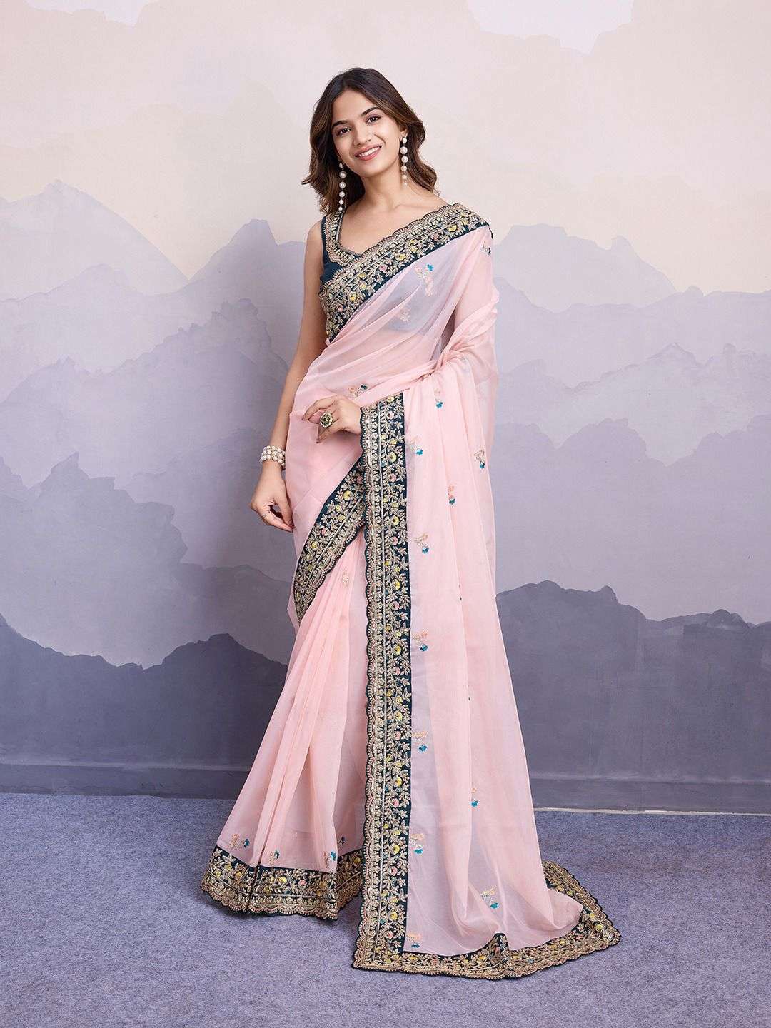 AMRUTA BY ASLIWHOLESALE DESIGNER SOFT ORGANZA SILK WORK SAREES