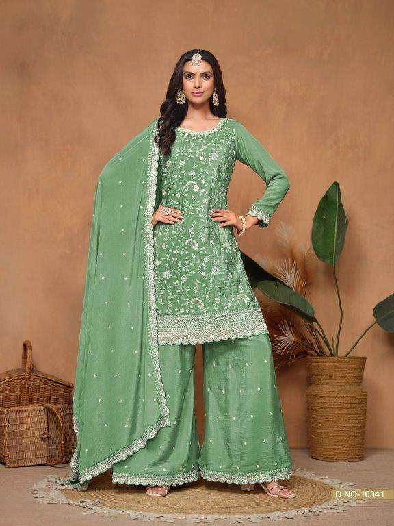 ANJUBAA VOL-34 BY TWISHA 10341 TO 10344 SERIES DESINGER CHINON DRESSES