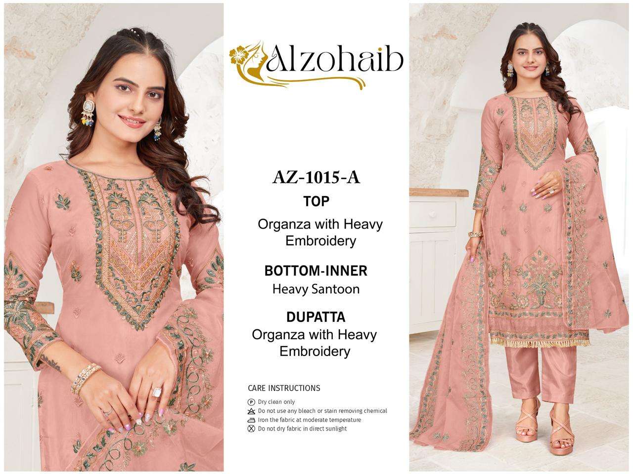 AZ-1015 NX BY ALZOHAIB HEAVY EMBROIDERED ORGANZA PAKISTANI DRESSES