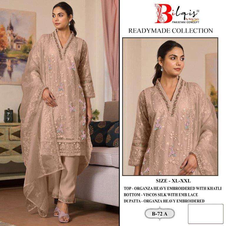 B-72 COLOURS BY BILQIS DESIGNER FAUX GEORGETTE EMBROIDERED PAKISTANI DRESSES