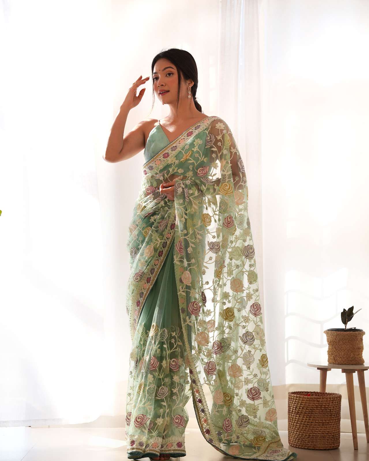 BT-GULABO BY ASLIWHOLESALE DESIGNER SOFT NYLONE BUTTERFLY NET WORK SAREES