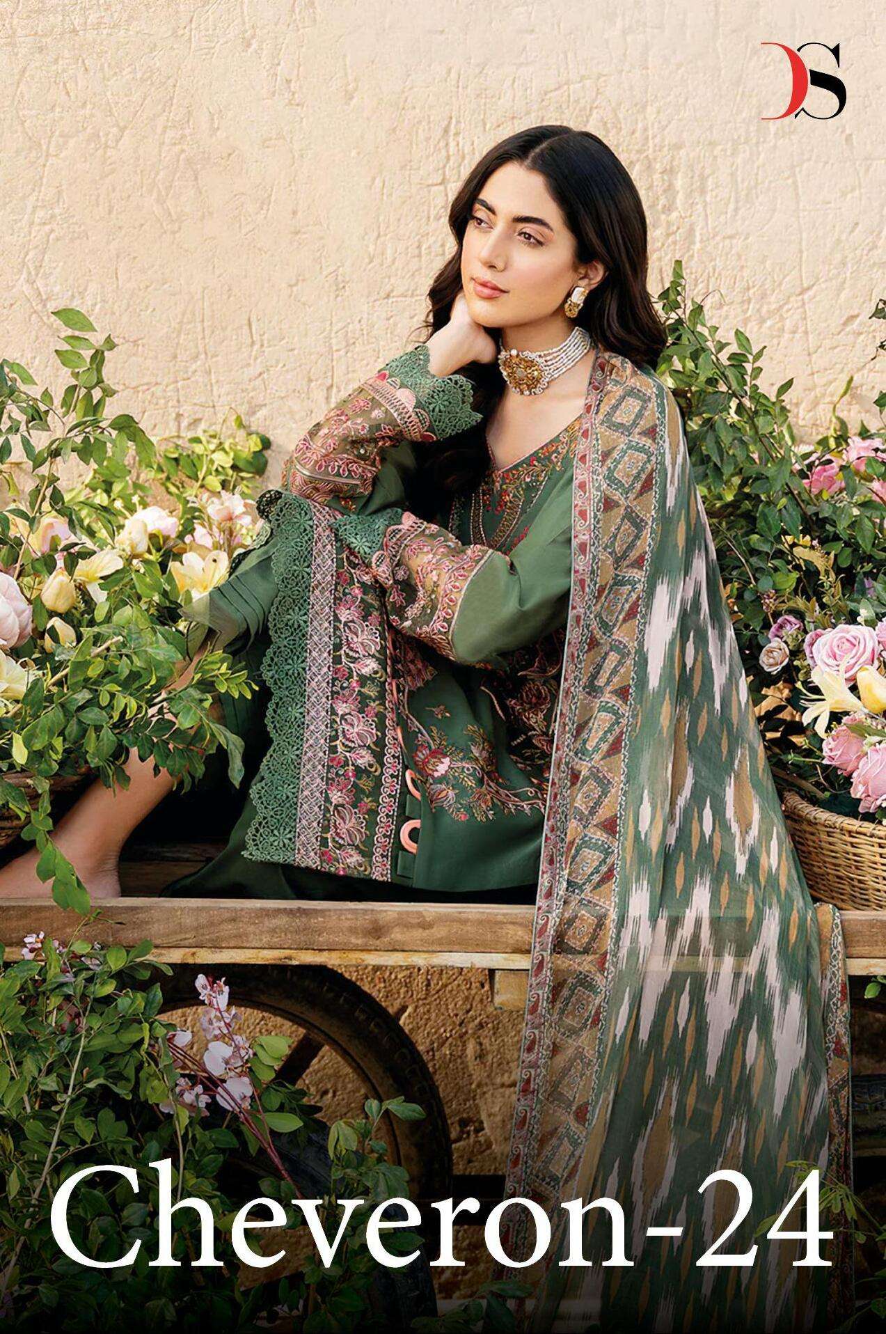 CHEVERON-24 BY DEEPSY SUITS 7051 TO 7055 SERIES COTTON PAKISTANI DRESSES