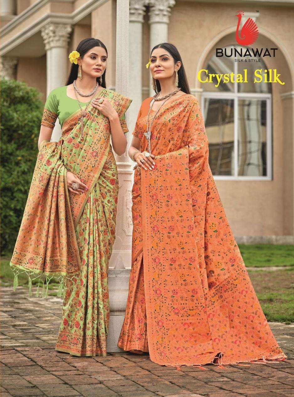 CRYSTAL SILK BY BUNAWAT 1001 TO 1006 SERIES PREMIUM SILK PRINT SAREES