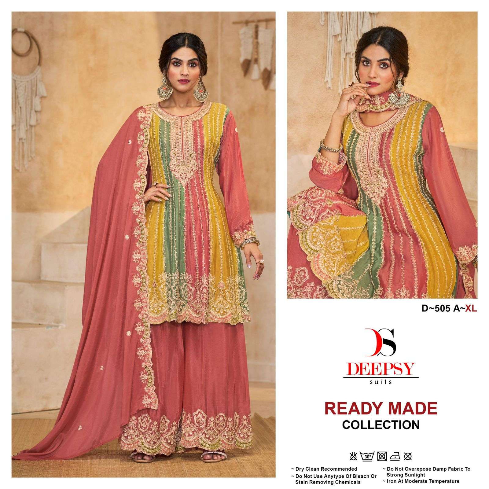 D-505 COLOURS BY DEEPSY SUITS HEAVY VISCOSE CHINON EMBROIDERY PAKISTANI DRESSES