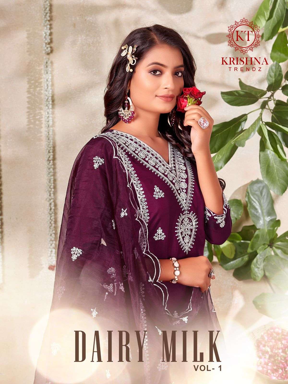 DAIRY MILK BY KRISHNA TRENDZ 1001 TO 1006 SERIES ROMAN SİLK PRINTED DRESSES