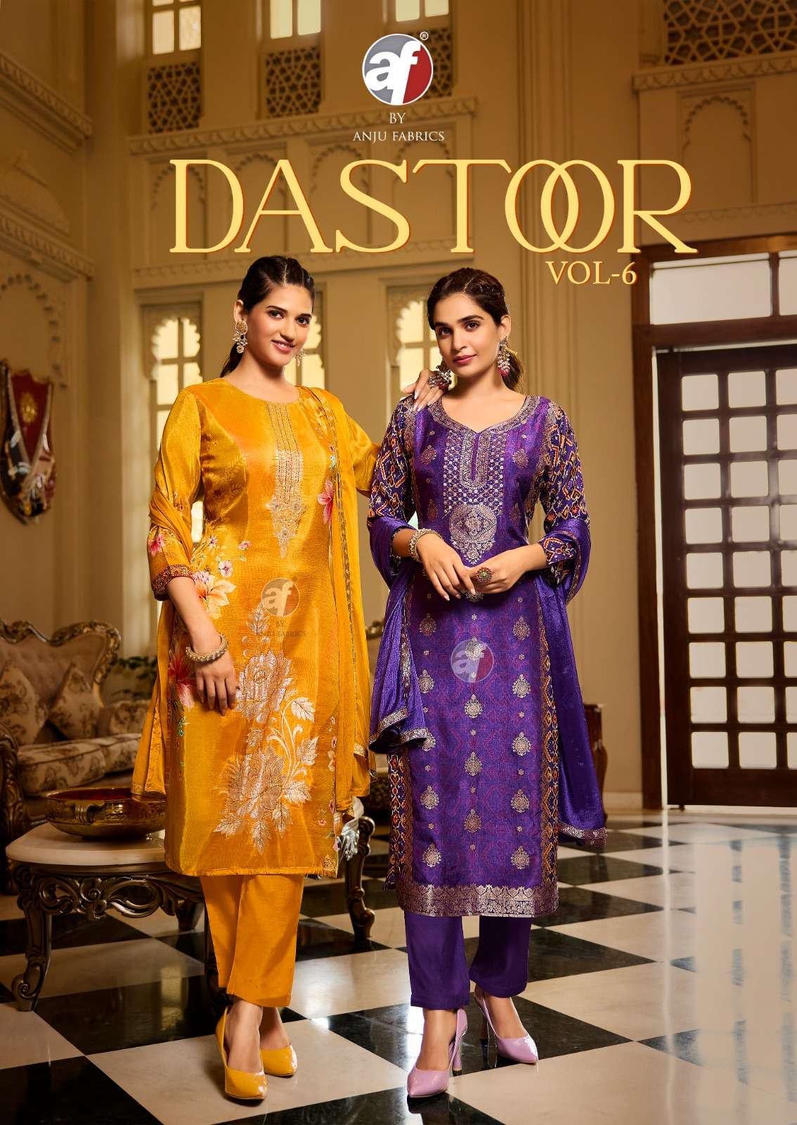 DASTOOR VOL-6 BY ANJU FABRIC 3871 TO 3871 SERIES DOLA JACQUARD DRESSES