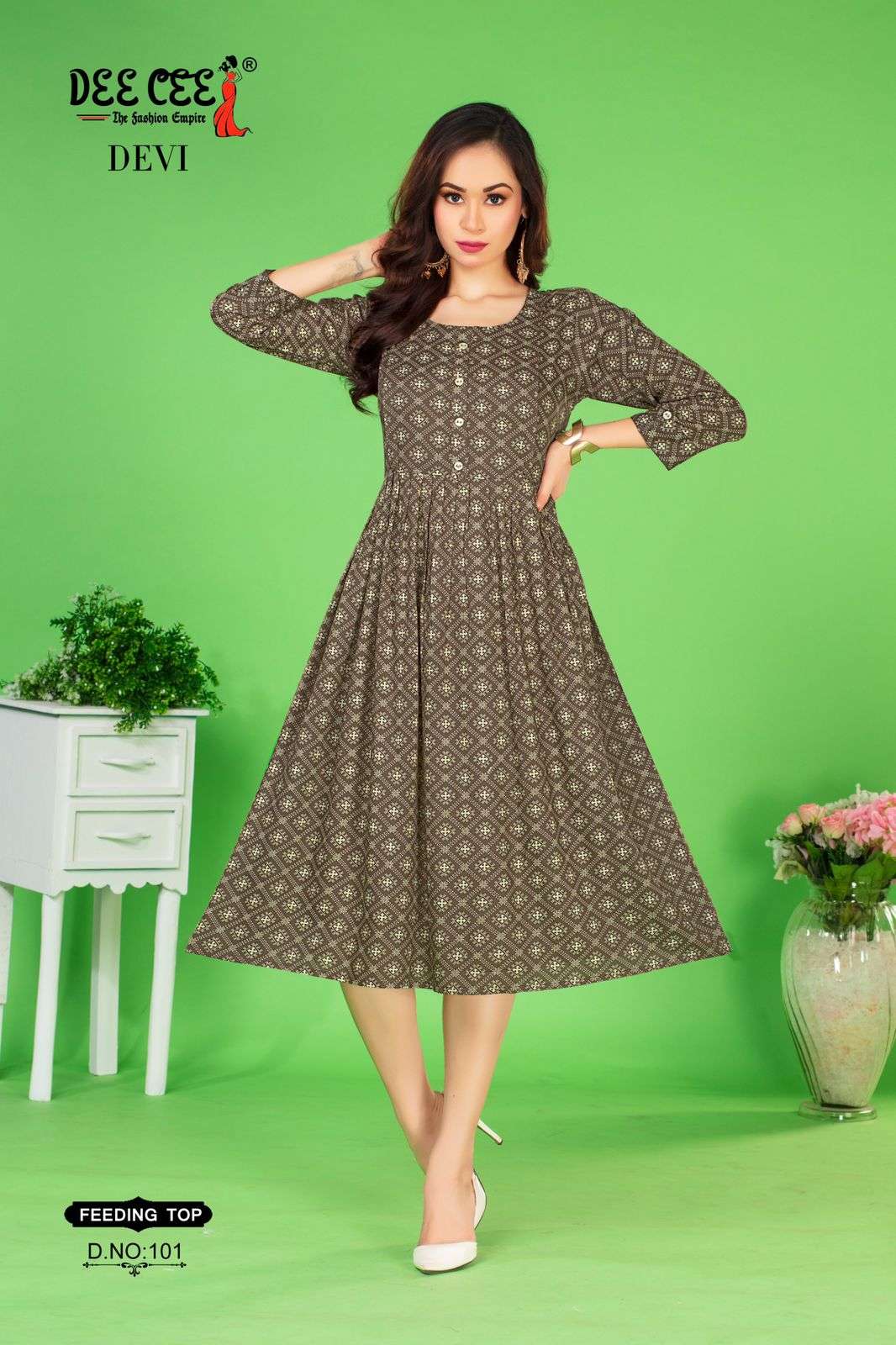 DEVI BY DEE CEE 1001 TO 1006 SERIES DESIGNER FANCY RAYON PRINT KURTIS