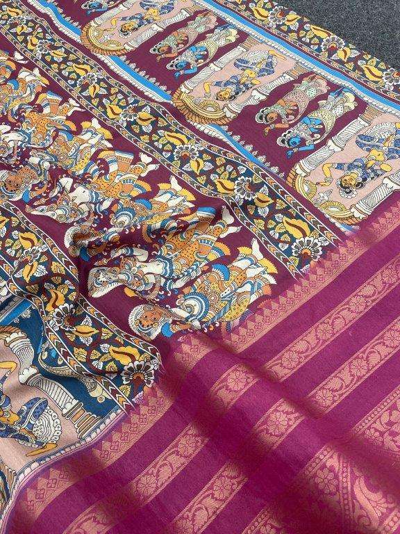 DF-65 KALAMKARI BY ASLIWHOLESALE SOFT DOLA SILK DIGITAL PRINTED SAREES