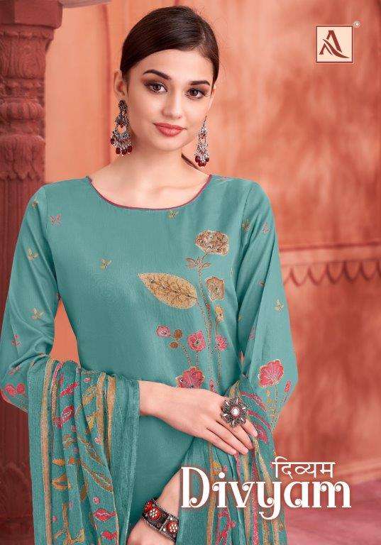 DIVYAM BY ALOK SUIT 132-001 TO 132-004 SERIES PREMIUM ZAAM PRINTED DRESSES