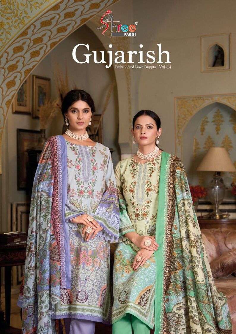 GUJARISH VOL-14 BY SHREE FABS 1401 TO 1406 SERIES COTTON PAKISTANI DRESSES