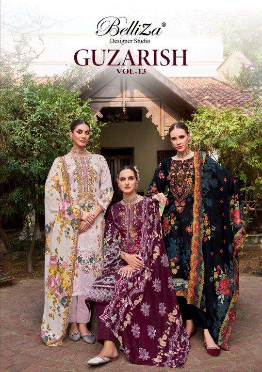 GUZARISH VOL-13 BY BELLIZA 935-001 TO 935-008 SERIES COTTON EMBROIDERY DRESSES