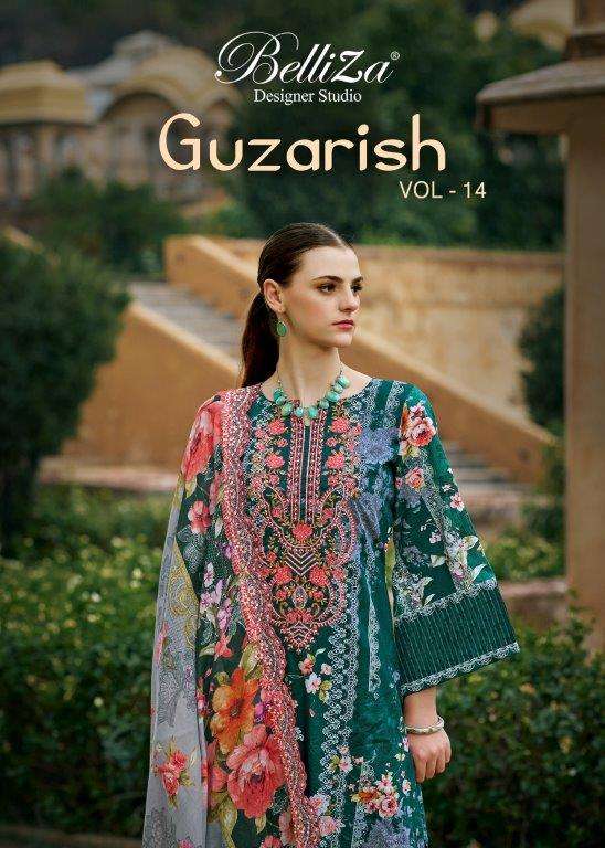 GUZARISH VOL-14 BY BELLIZA 941-001 TO 941-008 SERIES COTTON EMBROIDERY DRESSES