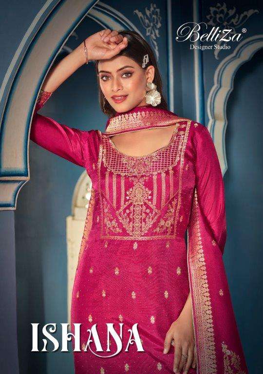 ISHANA VOL-01 BY BELLIZA 758-001 TO 758-006 SERIES VISCOSE DOLA EMBROIDERY DRESSES