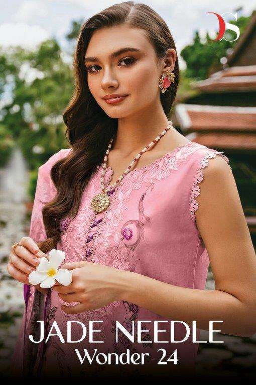 JADE NEEDLE-24 BY DEEPSY SUITS 7041 TO 7046 SERIES COTTON PAKISTANI DRESSES