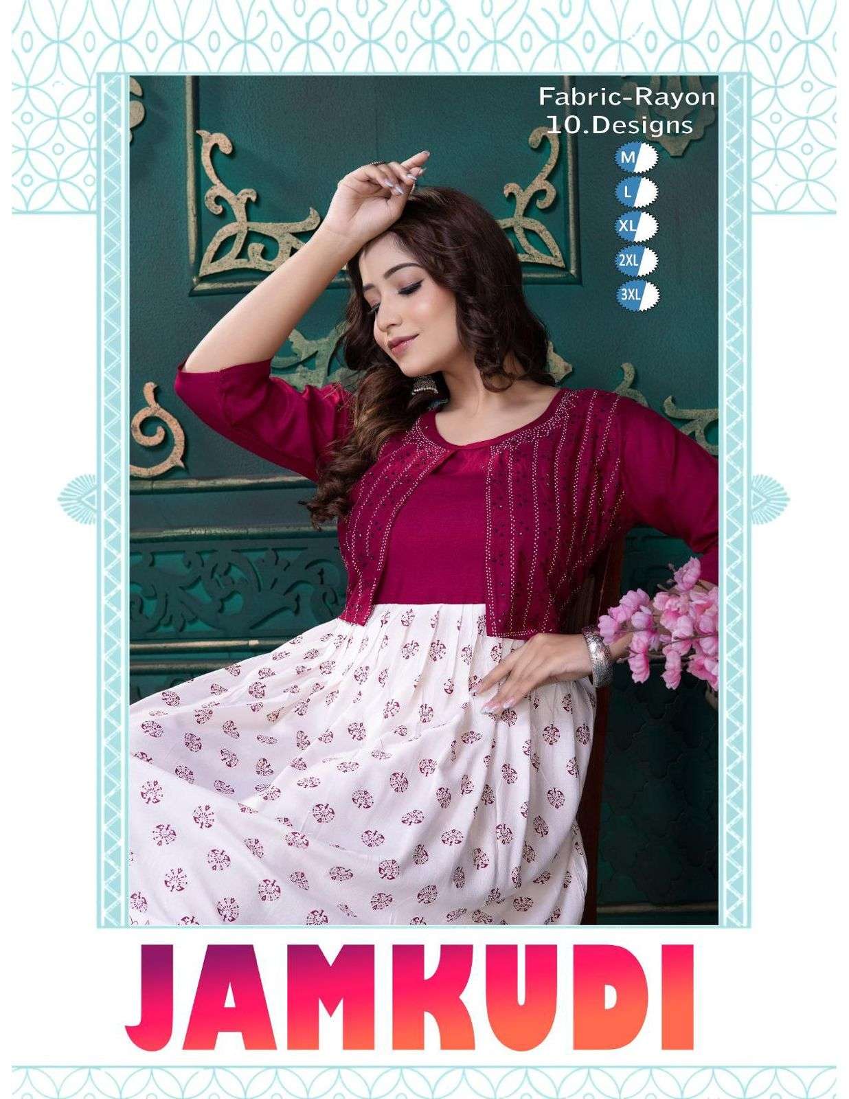 JAMKUDI VOL-01 BY ASLIWHOLESALE DESIGNER FACNY RAYON PRINT KURTIS