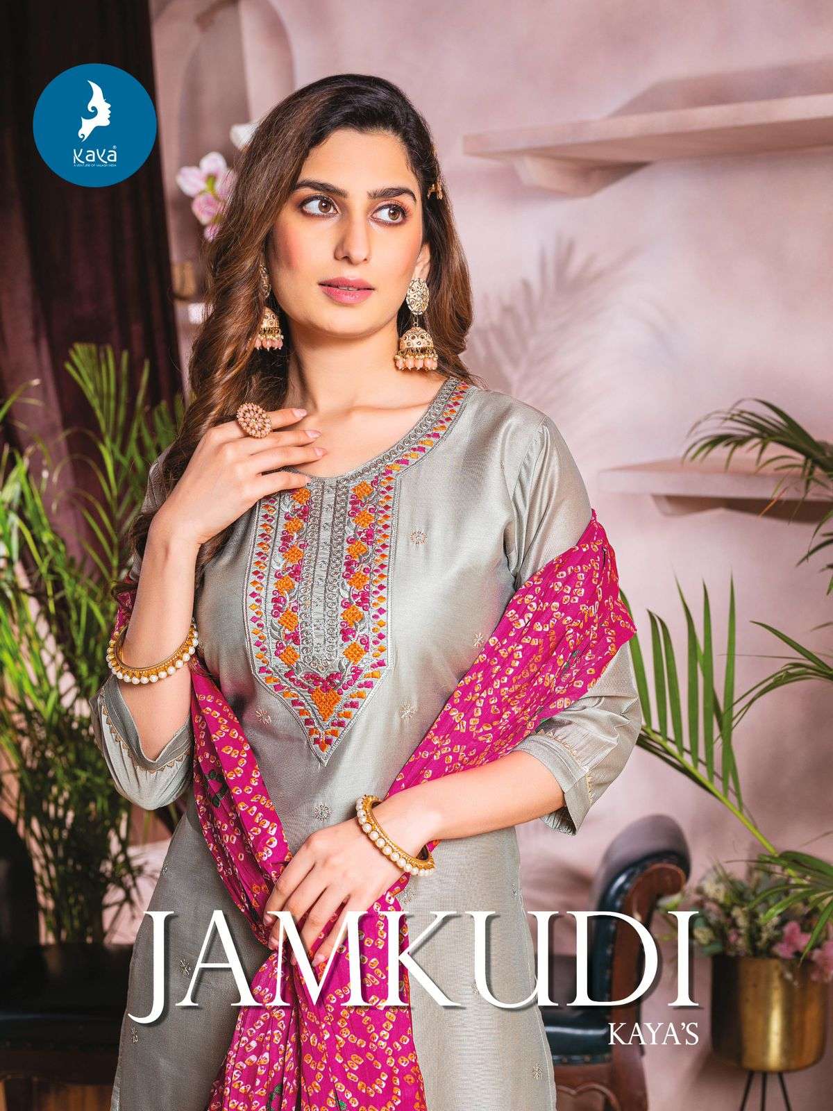 JAMKUDI VOL-01 BY KAYA 01 TO 08 SERIES DESIGNER CHANDERI SILK PRINTED DRESSES