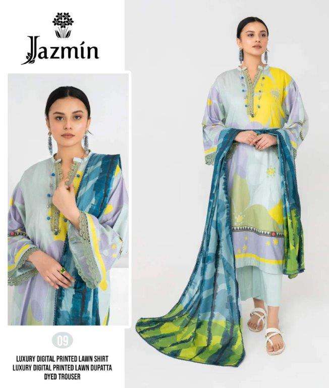 JAZMIN BY ASLIWHOLESALE DESIGNER FANCY LAWN COTTON PRINTED DRESSES