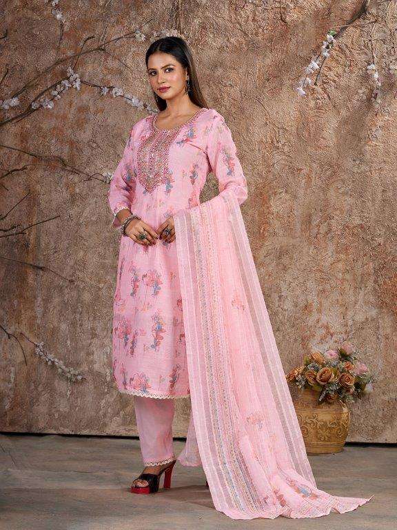 K-9031 COLOUR BY KILRUBA DESIGNER FANCY COTTON LINEN PRINTED DRESSES